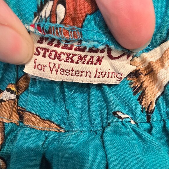 80's Miller Stockman Western Living  Long Skirt Blue Cowboy Western Size Medium - Picture 4 of 7